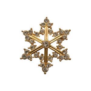 gold-tone rhinestone snowflake brooch Gold Snowflake Brooch  Clear Crystals